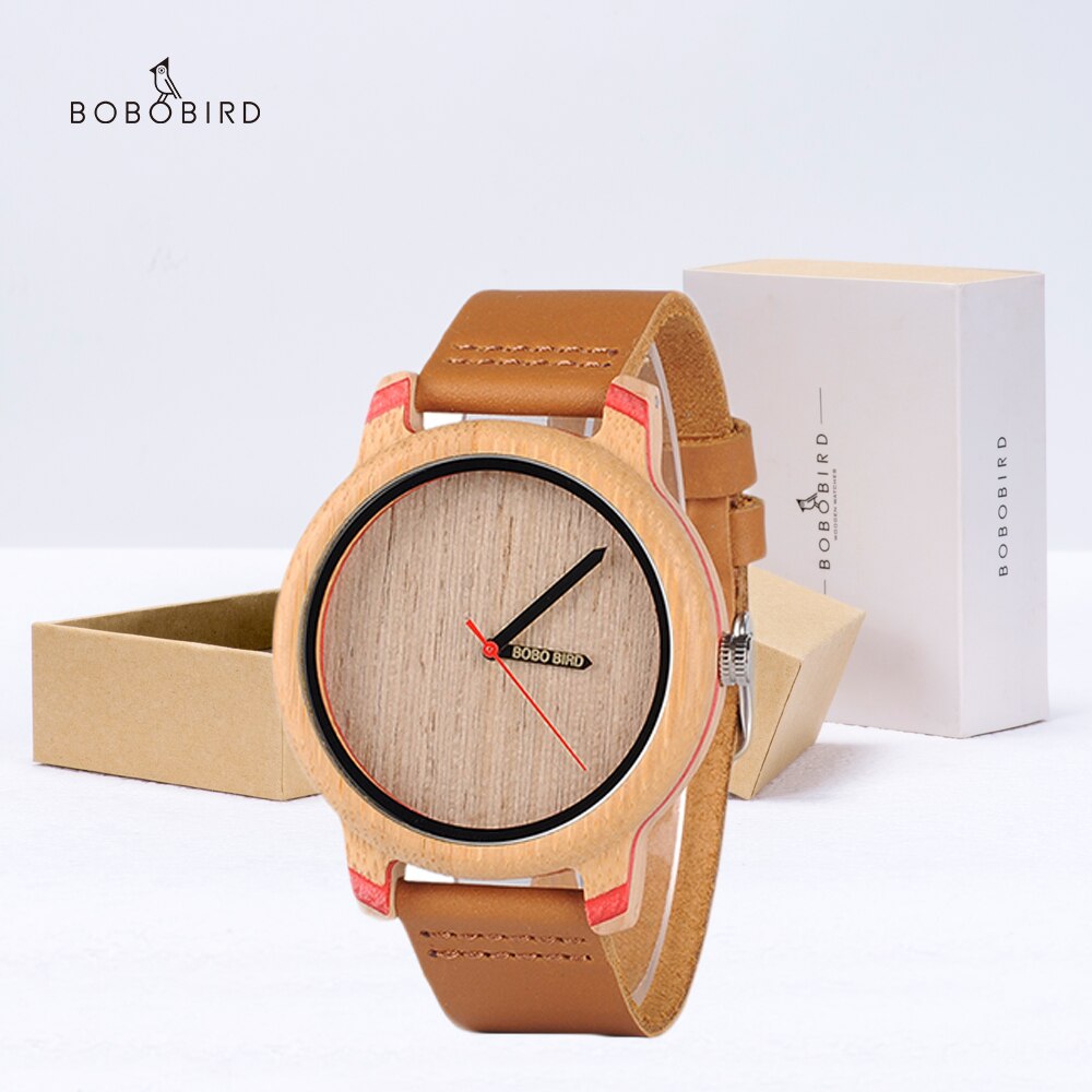 BOBO BIRD-reloj de madera para hombre, cronógrafo de cuarzo, con correa de cuero, caja de papel de: GP027-2A