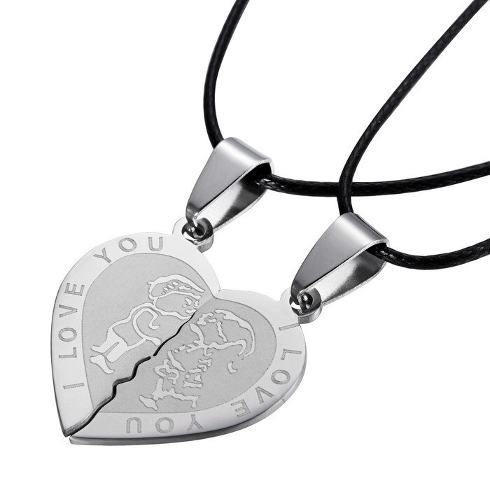 Mężczyźni kobiety naszyjnik dla par kocham cię serce miłości ze stali nierdzewnej stalowy wisiorek naszyjniki walentynki naszyjnik biżuteria prezent
