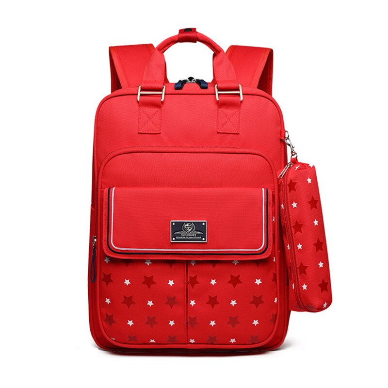 OKKID orthopedic school backpack for boy kids waterproof school bag set girl schoolbag children book bag pencil case boy: red