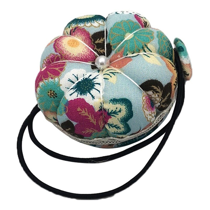 En forma de aguja Pin calabaza pelota cojín acerico de pulsera de la correa de muñeca de punto de costura coser perno alfombra de costura para manualidades DIY suministros: Green