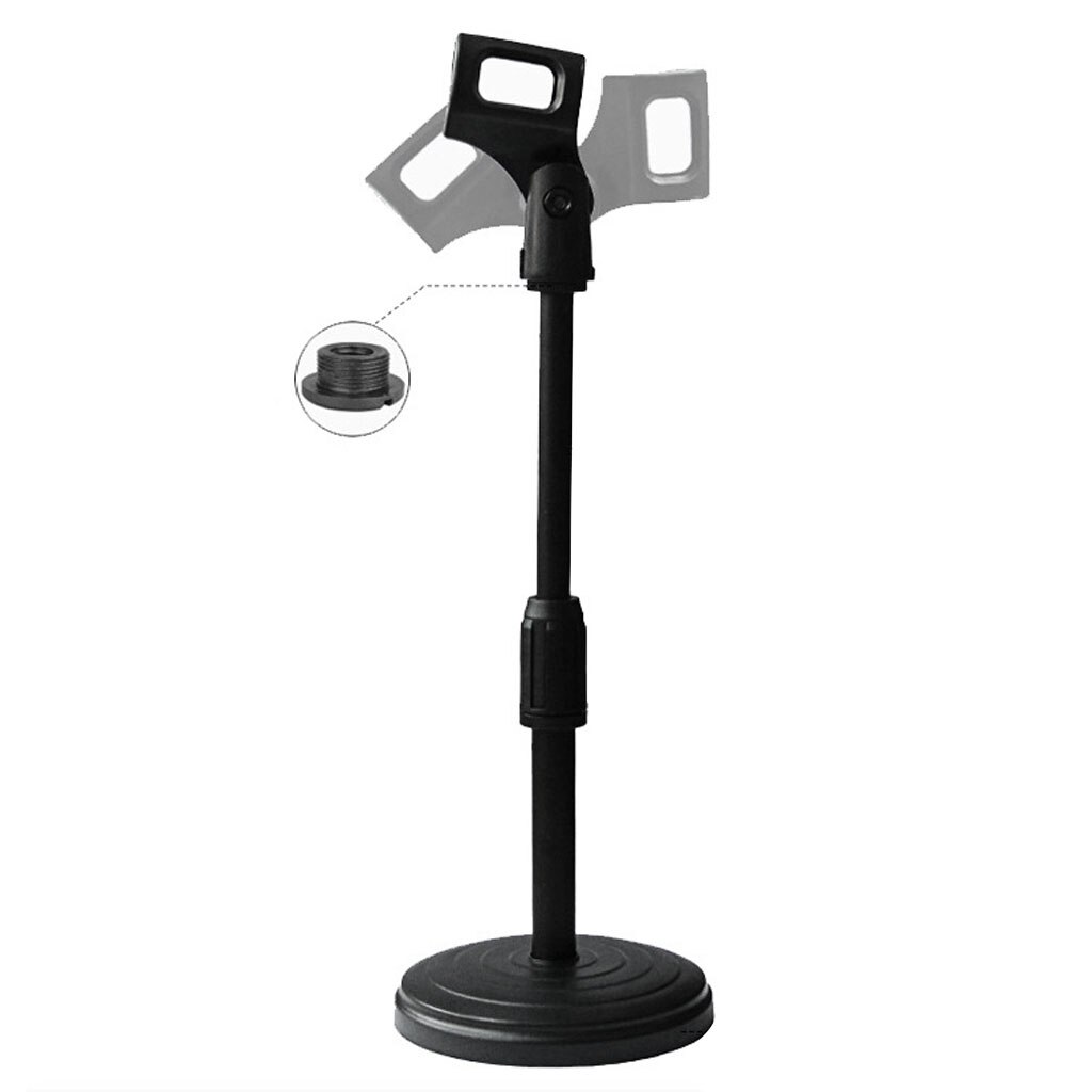 Adjustable Desk Microphone Stand With Solid Die Cast Metal Round Base