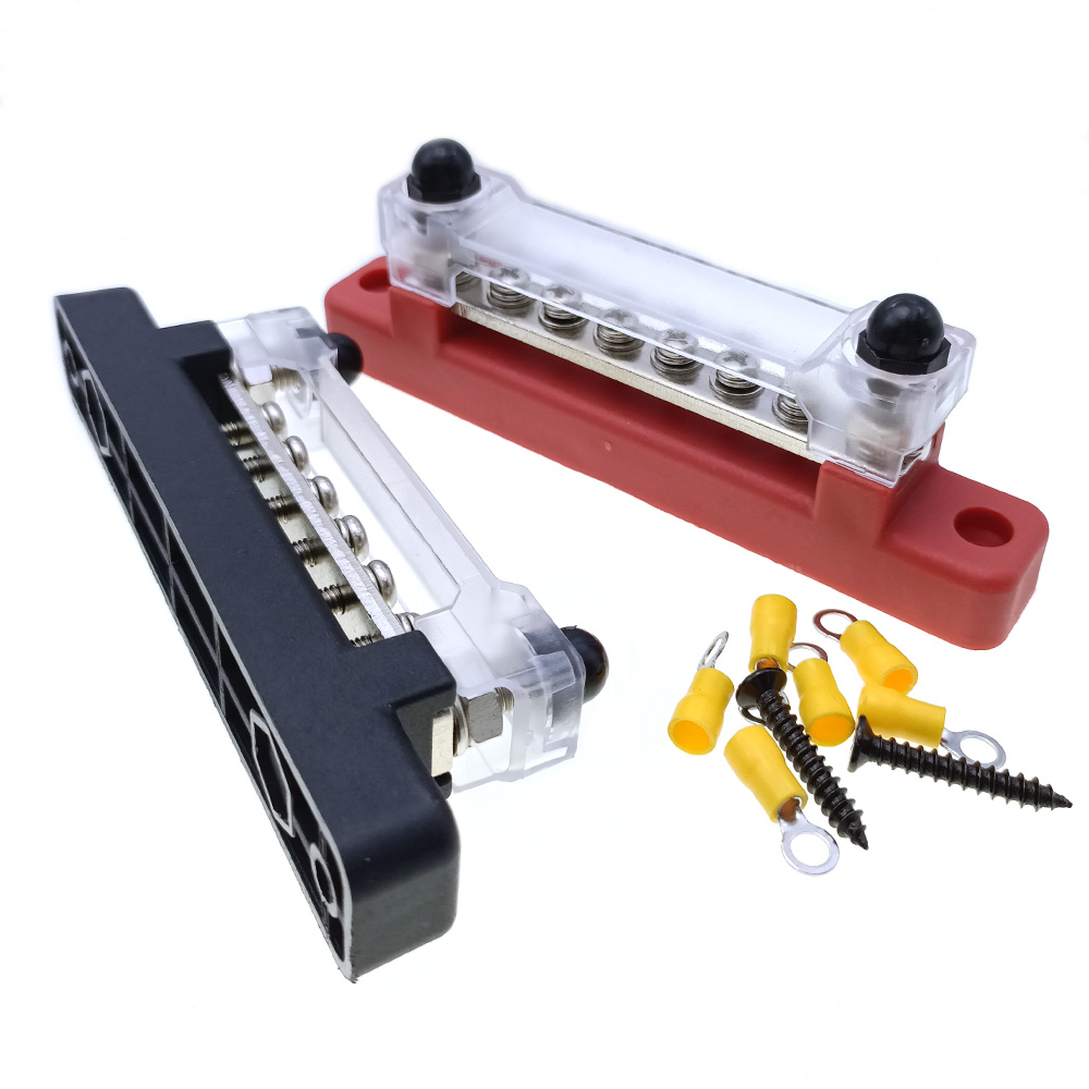 48V DC 150A 6Way Power Distribution Block Bus Bar Car Terminal Block Negative Bus Bar for Caravan Truck Boat Circuit Integration