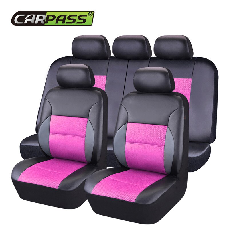 Auto-Pass Pvc Lederen Auto Bekleding Universele Bekleding Interieur Accessoires Auto-Styling Automobiles Stoelhoezen: Roze