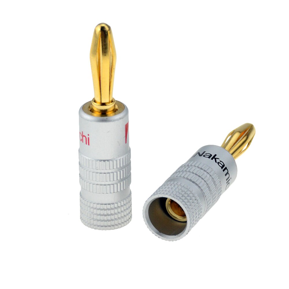 1pc nakamichi bananstik 24k guldbelagt kobber bfa 4mm bananstik hanhøjttalerstik sort&rød
