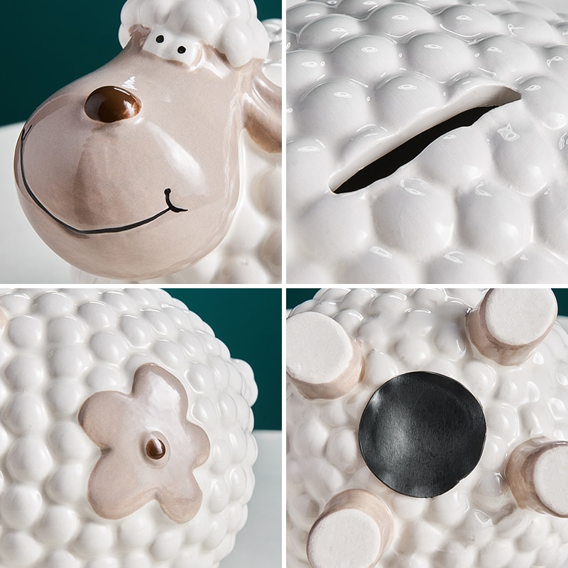 Modern minimalist resin animal model lamb bedroom living room desktop decoration children's piggy bank storage tank DXUIALOI