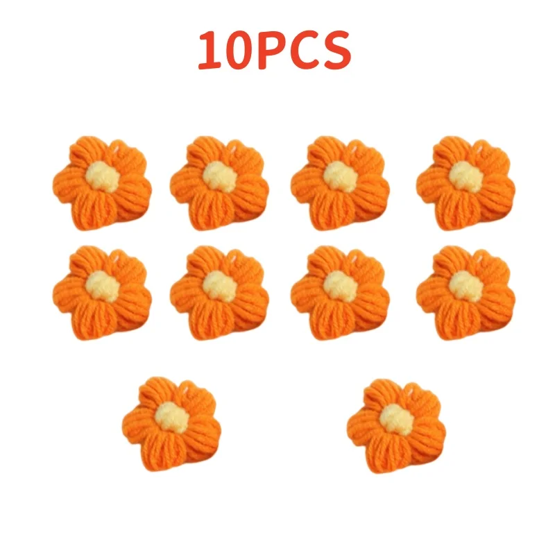 10 Uds. De cabeza de flor tejida, adorno de ramo de hilo de ganchillo, clavel, broche de horquilla tejido a mano, accesorios de costura DIY: royal blue