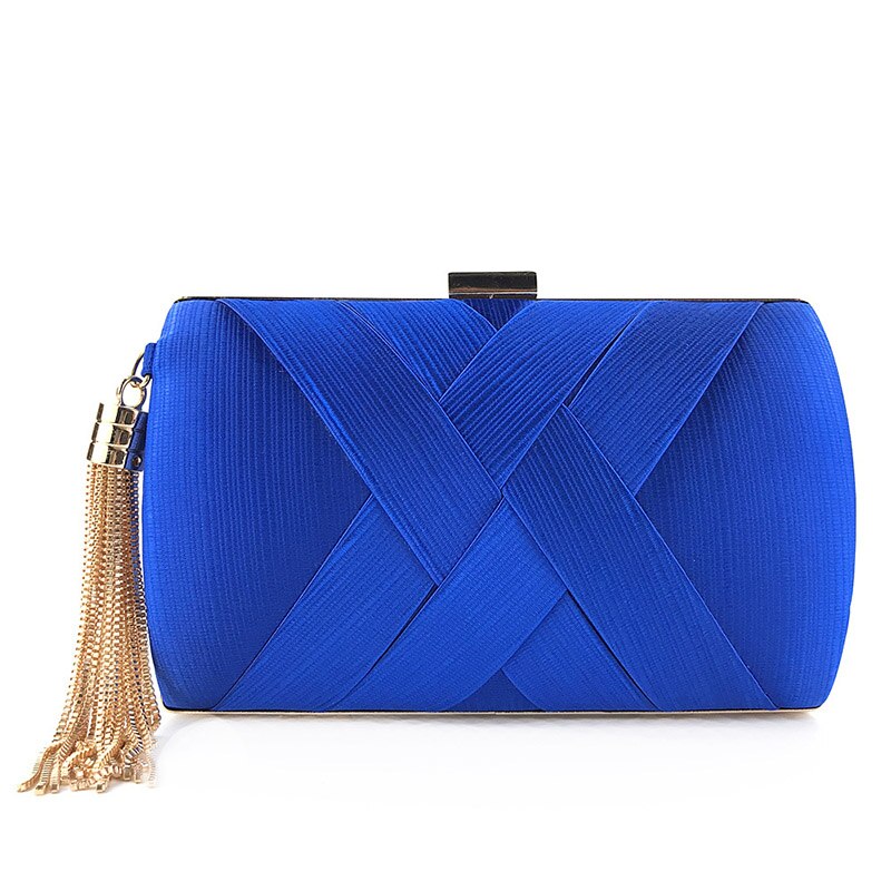 Metalen kwastje dames clutch tas breipatroon avondtas ketting handtas klassieke kleine bruiloft portemonnee  zd1190: Blauw