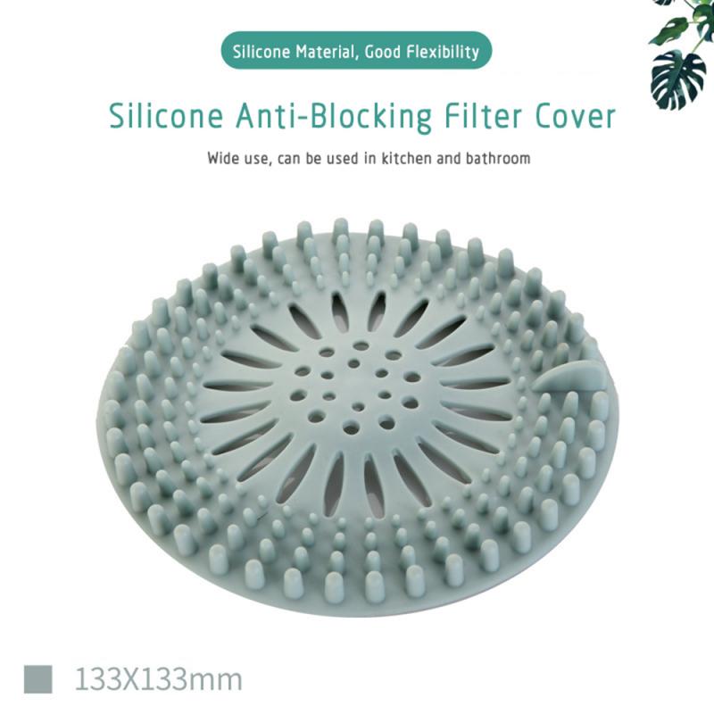 filter shower cover sewer hair filter filter silicone sink filter collection drain plug sink filter: Blue