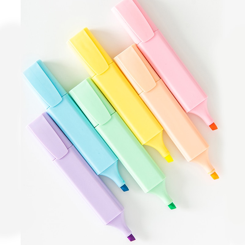 Macaron Highlighter Pen Waterbasis Fluorescerende Pen Marker Pen School Kantoor Kawaii