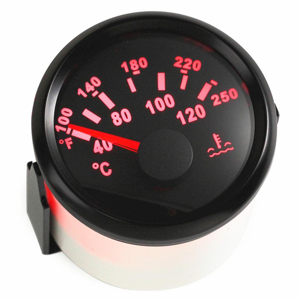 1 Pc 52 Mm Pointer Water Temp Meters 40-120 ℃ Water Temperatuur Meter 287.4 ~ 22.4ohm 100-250 Fahrenheit Graden Voor Auto Boot Truck