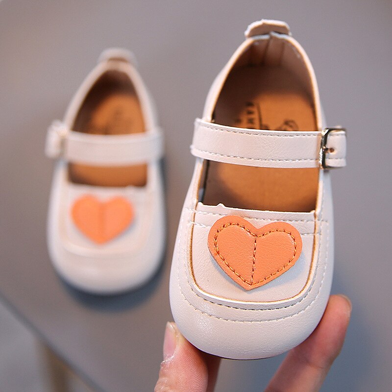 Hartvormige Prinses Schoenen Peuter Baby Meisje Enkele Schoenen Zachte Zool Vrouwelijke Zuigeling Kinderschoenen Comfort Non-Slip: WHITE / 16
