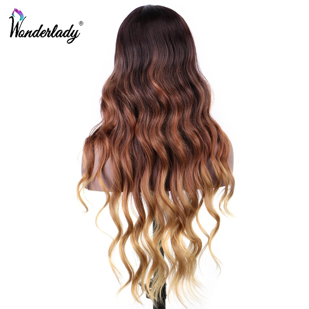 Perruque Lace Front Wig à raie centrale Swiss Lace, 24 pouces, synthétiques WonderLady, cheveux Ombre en Fiber de haute température