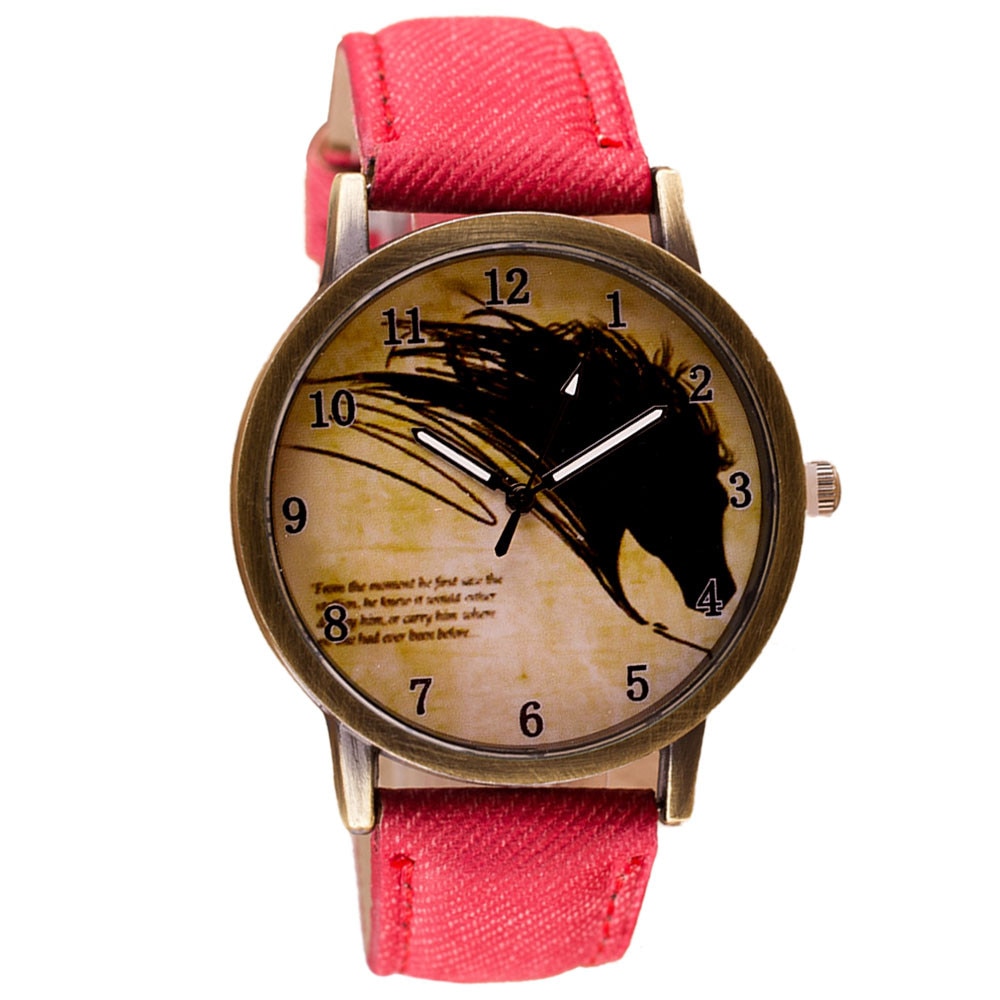 vrouwen horloges top luxe mode Willby Vintage Korte Schilderen Paard Horloge Quartz Horloges 161213