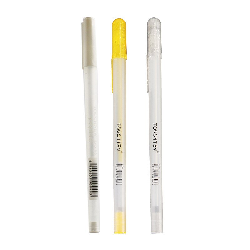 Touchten-Bolígrafo de pintura de alto brillo, marcador pintado a mano, tarjeta negra, gancho de corrección, trazo de línea, color dorado/plateado/blanco, 3 uds.
