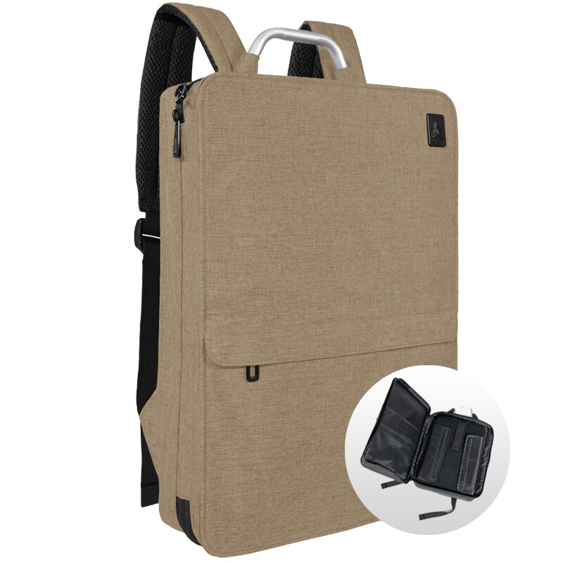 CAI Impermeabile 14 da 15.6 pollici Del Computer Portatile Zaino Uomini/Donne di lusso Sottile Sacchetto di Scuola zaino Da Viaggio di Affari di Stile di Modo bookbag: 7345 Khaki