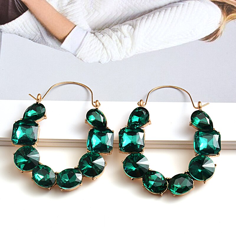 arrivel Colorful Rhinestones Metal Long Earring High Crystals Earrings Jewelry Accessories For Women: Green