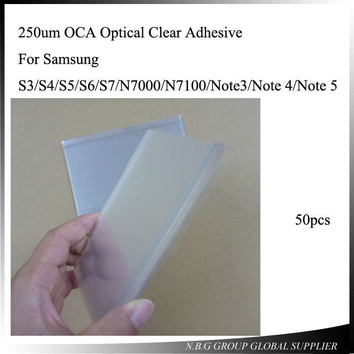 50 stks/partij 250um OCA Optical Clear Adhesive voor Samsung S3/S4/S5/S6/S7/N7000 /N7100/Note 3 4/Note 5 OCA Lijm Touch Glas Lens Film
