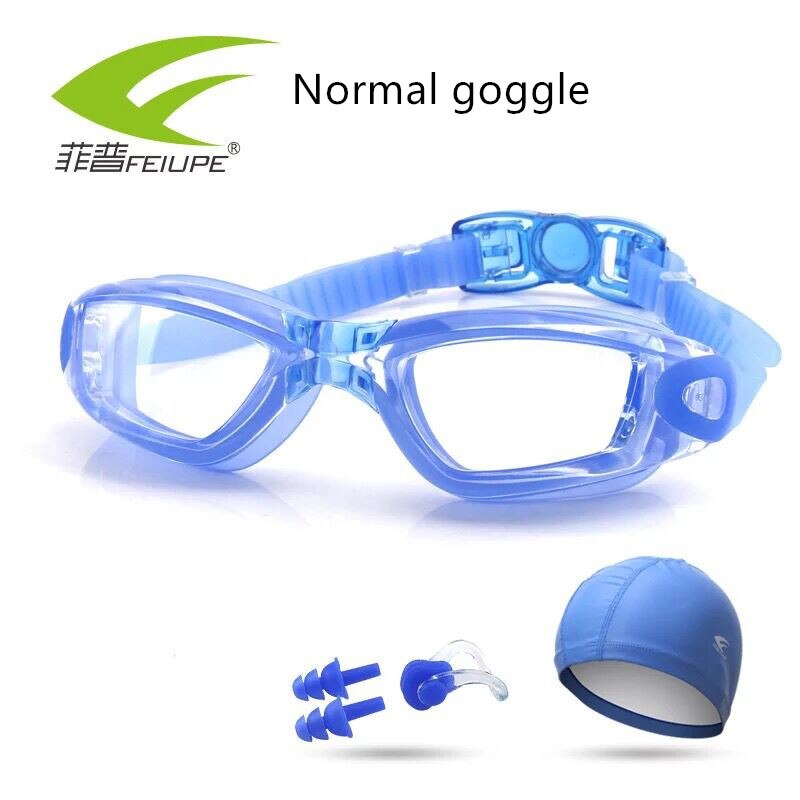 Zwembril met anti-condensfunctie, uv-bescherming, heldere optische lenzen voor mannen en vrouwen, dioptrie sportbrillen op sterkte: Blauw
