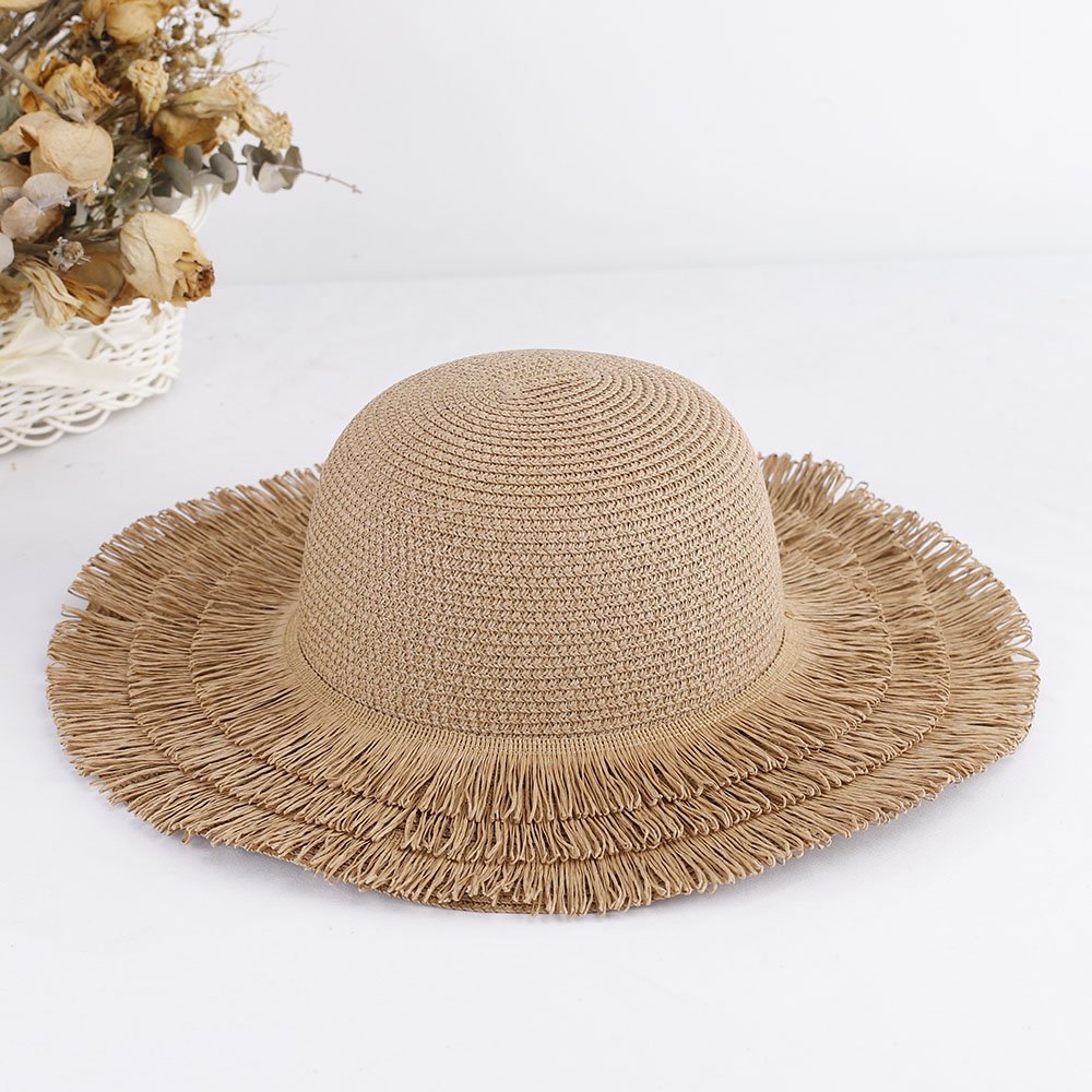 2023 Hoeden Voor Dames Brede Golfmuts Strohoed Dameshoeden Voor De Zon Dameshoed Zomerhoedje Kwastje Hoedtas Pak Zonneklep: Khaki