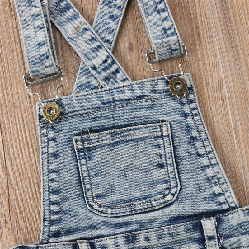 Søde børn baby piger drenge denim smækbukser romper shorts overalls outfits tøj baby dreng stropper shorts overalls denim