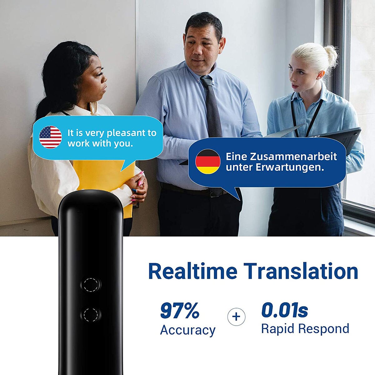 Smart 70 Languages Instant Voice Translator Real Time 2-Way Portable Mini Wireless Translation APP Bluetooth Translator Device