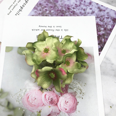 Yooromer 5 stk kunstig silke dekorativ hortensia headsdiy blomsterhoved silkeblomst til bryllup boligindretning blomst: Lysegrøn