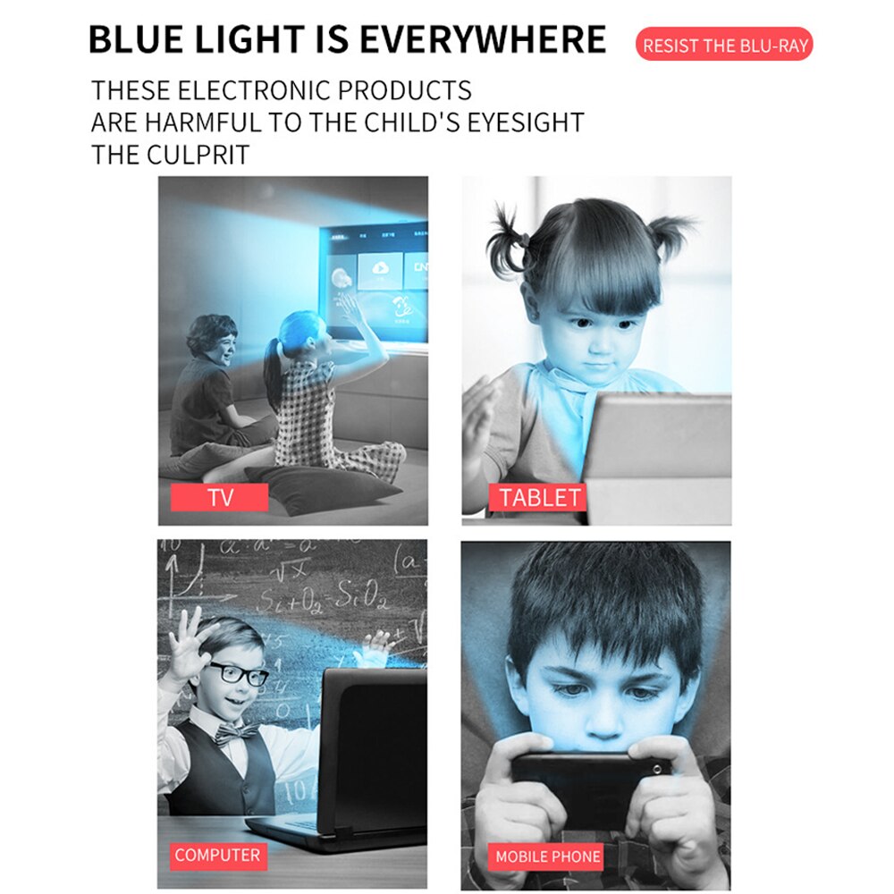 Yameize firkantet ramme anti blåt lys briller børn strålingsbeskyttelse optiske briller drenge piger computer gennemsigtige gafas