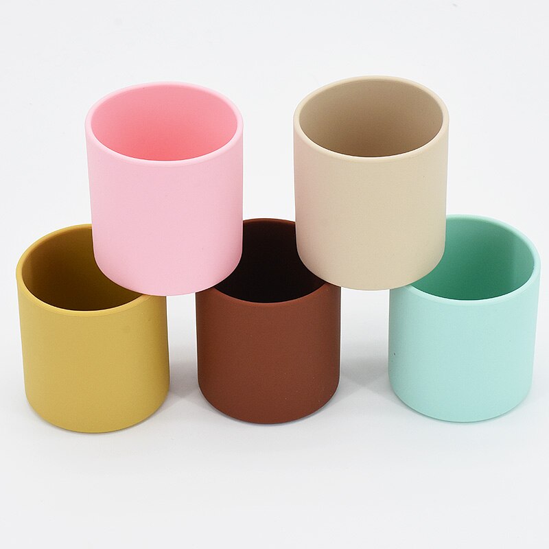 Vasos de agua de silicona para bebé, taza de entrenamiento portátil de grado alimenticio para niños, vajilla resistente al calor para niños pequeños, taza para beber