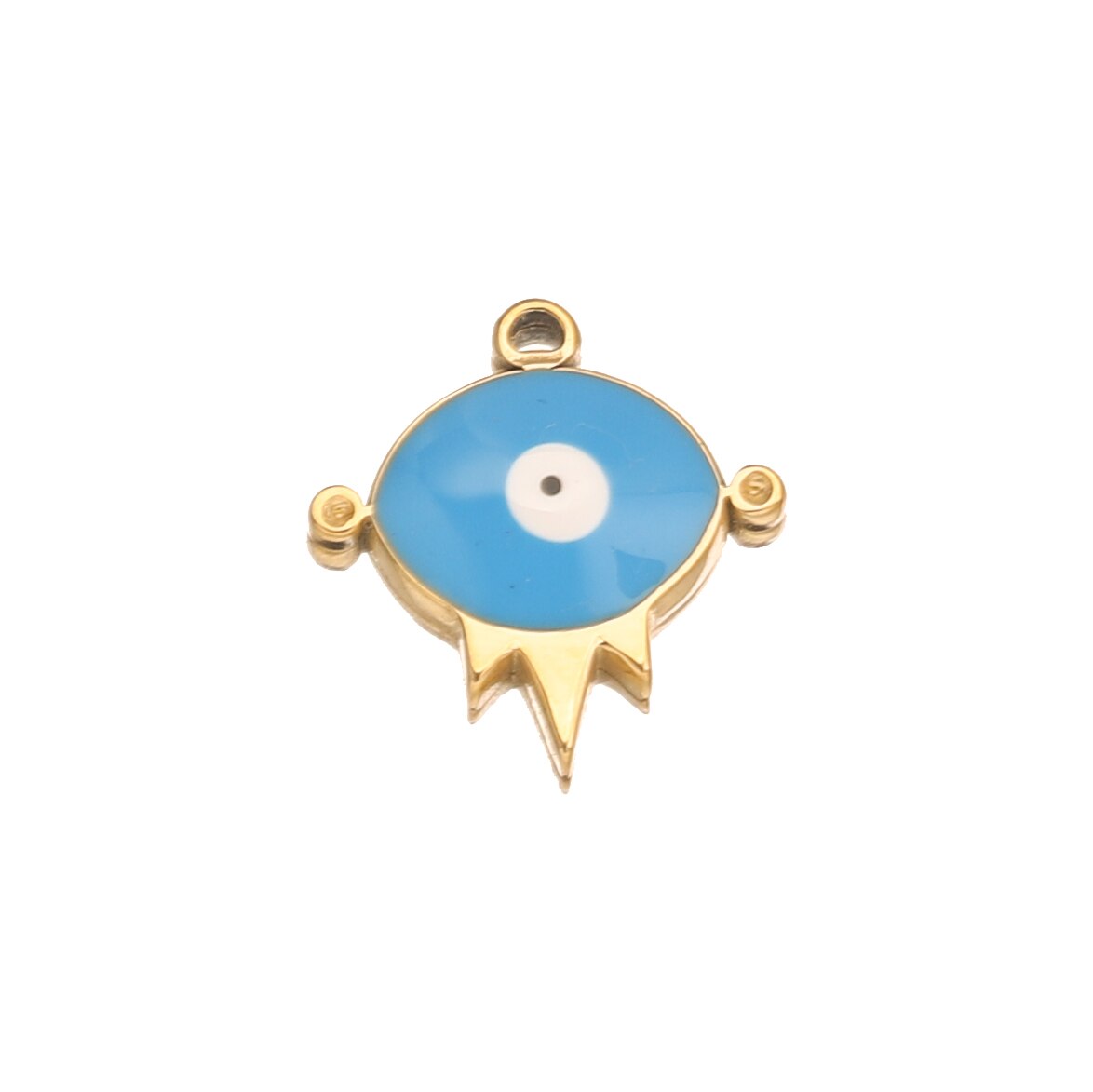 5pcs Stainless Steel Enamel Turkey Eye Medal Charm Pendants for Women Necklace Bracelet Making DIY Jewelry Charms Findings: Blue A