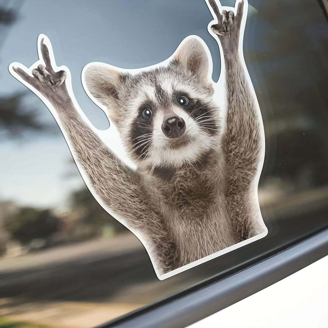 Schwingende Waschbär-Aufkleber, lustiger Waschbär, niedliche Autoaufkleber, 5,5 Zoll Aufkleber, Auto, Laptop, Stoßstangenaufkleber
