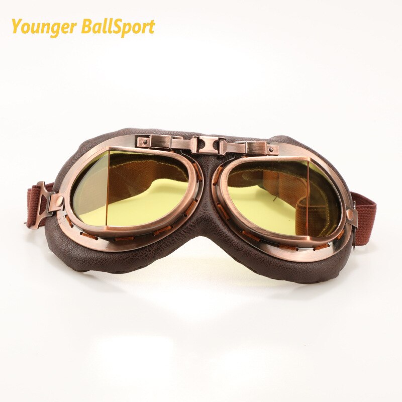 2022 retro gogle motocyklowe 100% UV400 okulary klasyczny Moto klasyczne gogle robić jazdy na rowerze pilot Steampunk wioślarz ATV miedzi kask: Harley żółty Film