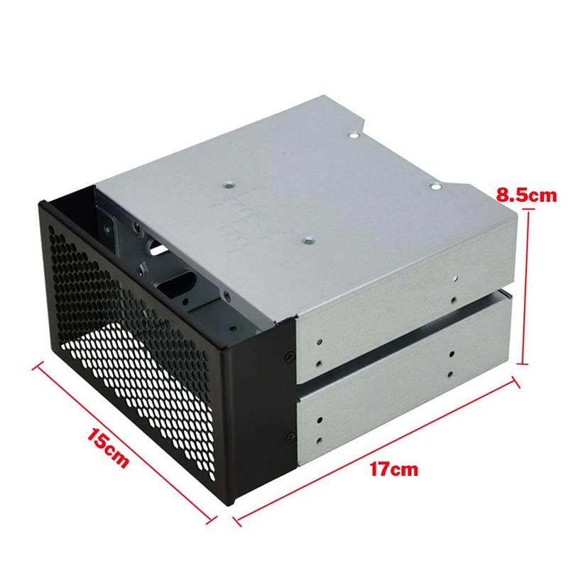 Cage pour disque dur SATA 5 pouces à 3X3.5 pouces, support pour disque dur, convertisseur adaptateur avec ventilateur, en acier inoxydable