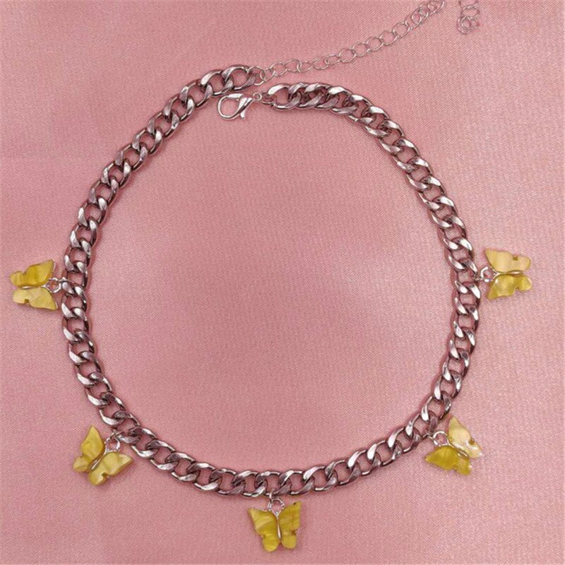 Punk Gold Silver Color Chain 5 Butterfly Choker Necklace for Women Wedding Party Statement Cute Pendant Necklaces Jewelry: 10