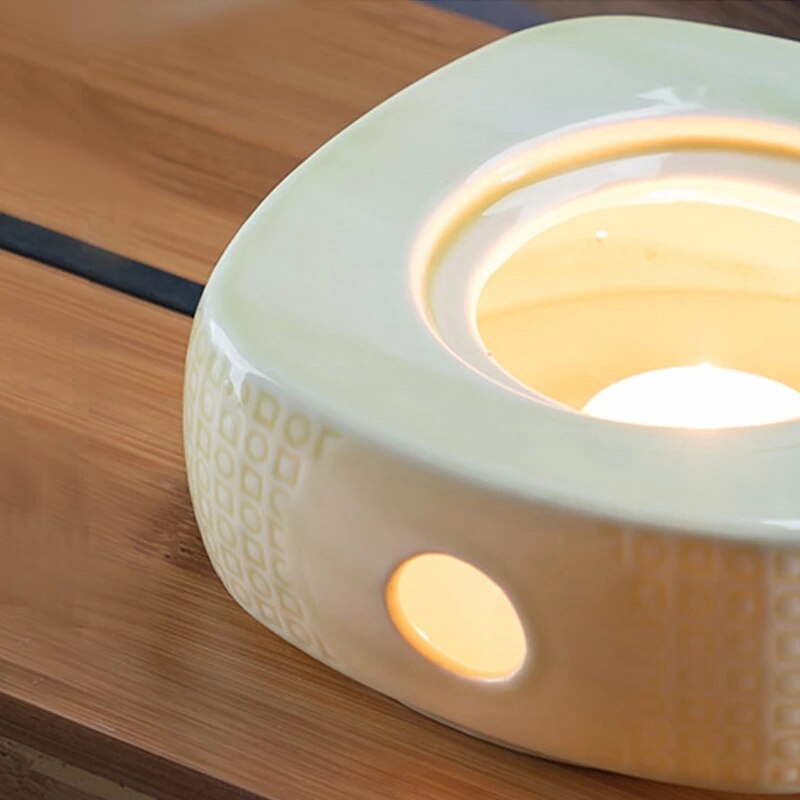 Ceramic Candle Heater Flower Tea Warmer Heating Base Boiled Wine Flower Tea Coffee Heated Insulation Base Japanese Style