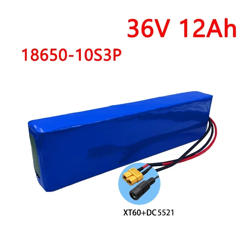 36V Battery 12Ah 18650 lithium battery pack 10S3P 12000mAh Same port 42V Electric Scooter M365 ebike Power Battery with BMS: GRAY