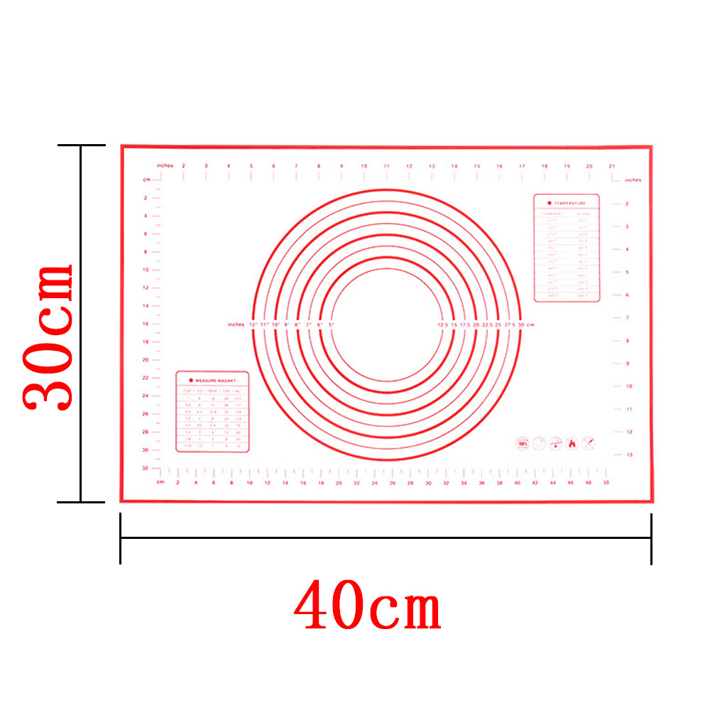 Silicone Baking Mat Pizza Dough Maker Pastry Kitchen Gadgets Cooking Tools Utensils Bakeware Kneading Accessories Lot: 40 x 30cm Red