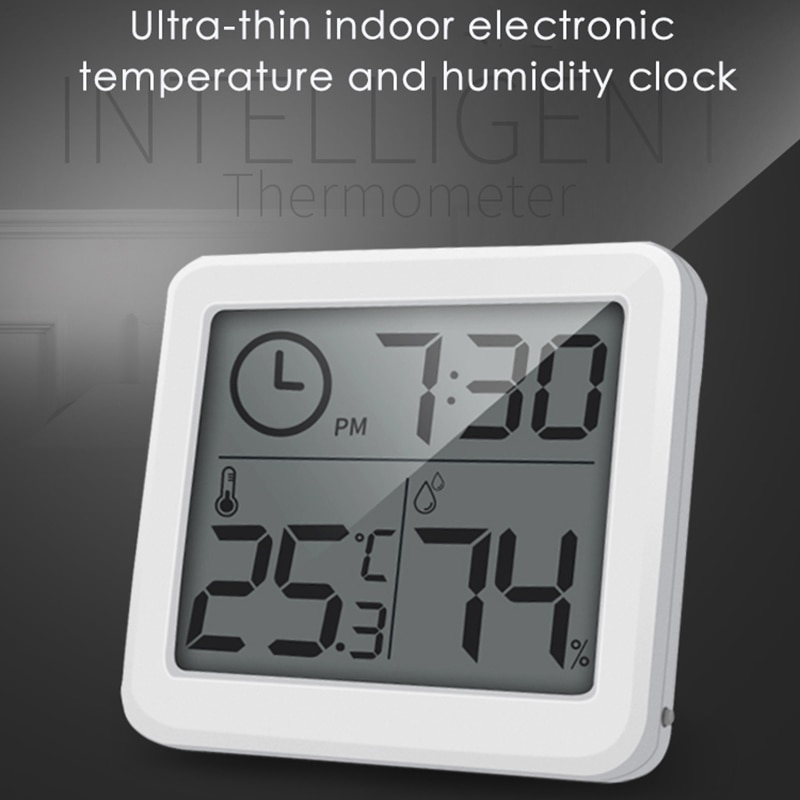 Junejour multifunktions termometer hygrometer automatisk elektronisk temperatur fugtighedsmonitor ur stor lcd-skærm