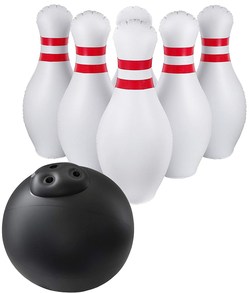 Plaats Giant Opblaasbare Bowling Set Voor Kids Outdoor Gazon Yard Games Voor Familie Jumbo 22 &quot;Pins &amp; 16&quot; Bal Kerst Cadeau: white red