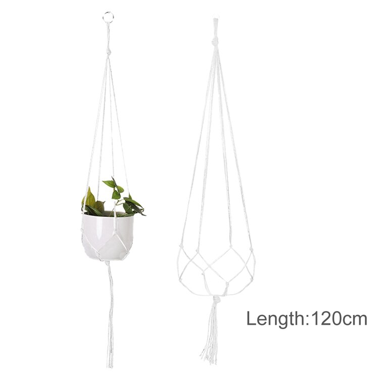 Macramé hecho a mano colgador de plantas cestas soporte para macetas balcón colgante maceta cesta decoración cuerda de elevación suministros de jardín para el hogar: Amarillo claro