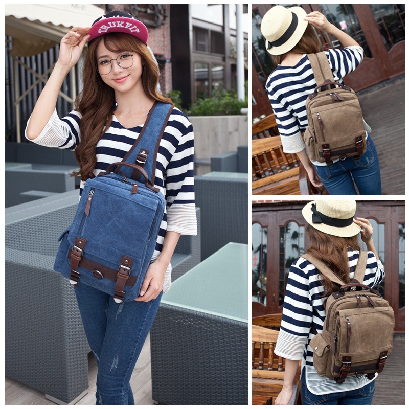 Canvas Schoudertas En Rugzak Mannen Reizen Terug Pack Multifunctionele Slings Tassen Voor Vrouwen Ipad Rugzak Tassen Dames Dagrugzak