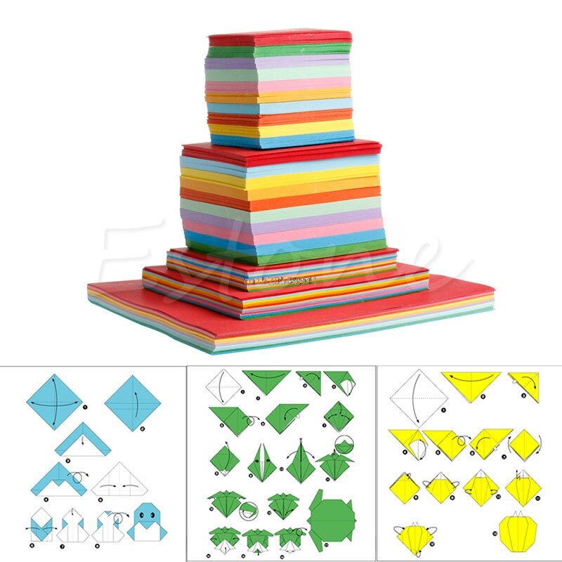 Colorful Square Double Sided Origami Folding Lucky Wish Paper Crane Craft Sheets