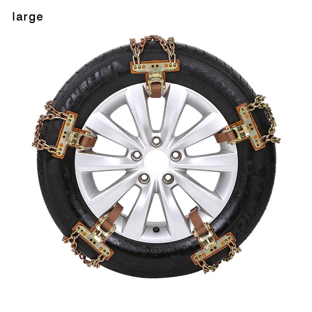 1 Pcs Kleine/Grote Auto Sneeuwketting Duurzame Metalen Anti-Slip Crossing Band Keten Band Tractie Blokken Voor ijs Sneeuw Zand Klimmen Modder: large