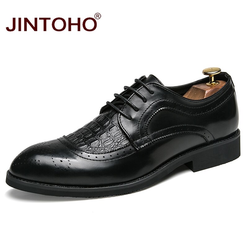 JINTOHO Pointed Toe Men Formal Shoes Breathable Men Dress Shoes Brand Men Leather Shoes Dress Men Moccasins: hei se / 9.5