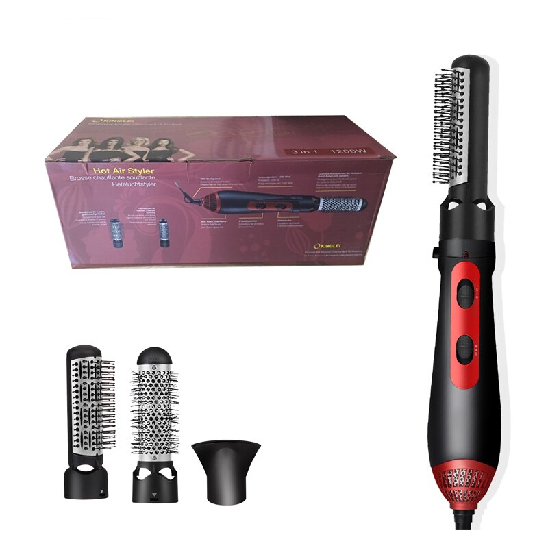 3 In 1 Föhn Borstel Multifunctionele Hete Lucht Borstel Stijltang Air Brush Culing Ijzer Air Brush haar Styler Tool: uk plug / black with box