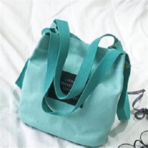 Canvas Bag Female Korean Style Totes Messenger Bag Casual Small Mini Handbag Shoulder Bags Female Bucket Bag Handbags Women Bags: Light green