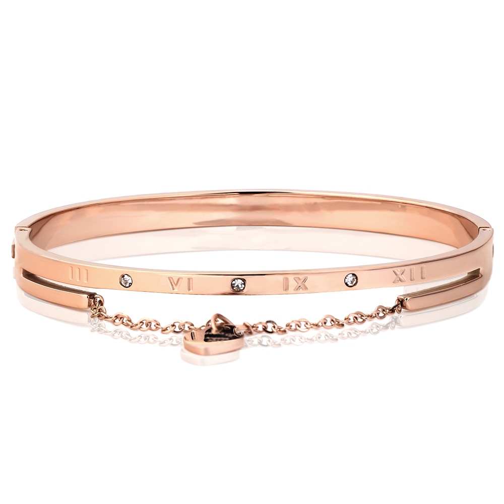 Gold/Rose Gold-Color Crystal Heart Charm Bracelets Wrap Cuff Bangles For Women Jewelry Valentine