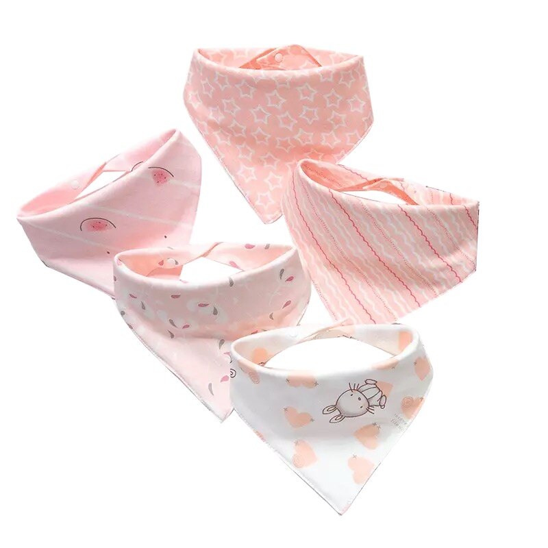 5 teile/los Baby Lätzchen Cartoon Print Speichel Handtuch Jungen Mädchen Fütterung Schürze Baumwolle Dreieck Doppel Bandana Lätzchen Baby Zubehör