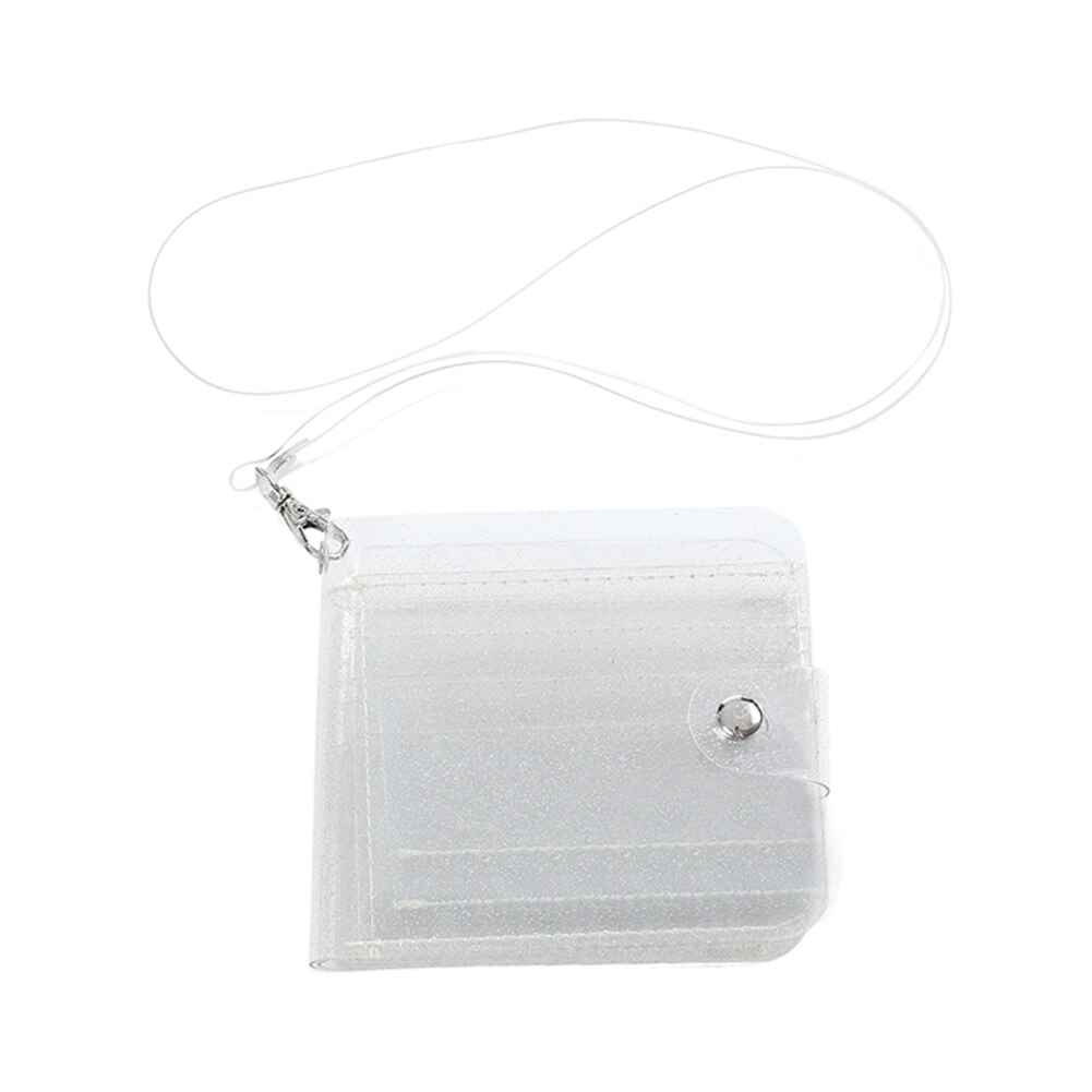Monedero transparente de para mujer, monedero corto transparente de PVC con purpurina, estuche protector para tarjetas: Blanco