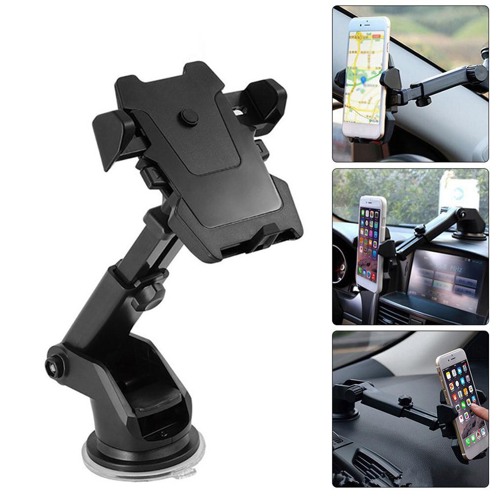 Plastic Auto Telefoon Houder 360 Graden Universele Smartphone Mount Auto Houder Verstelbare Telefoon Montage Zuignap Houder Zwart