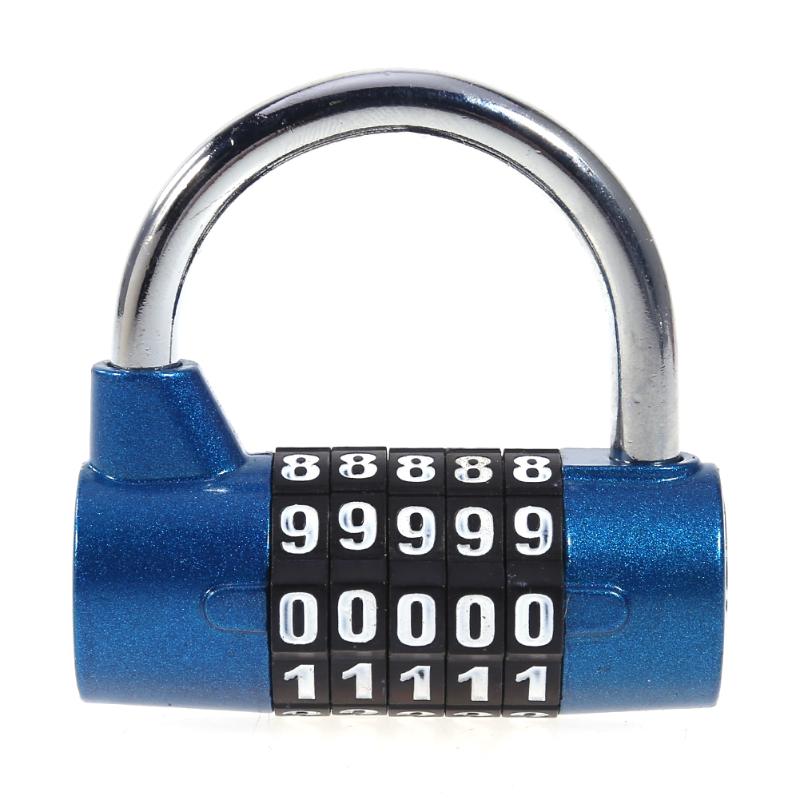 Cadenas à code à 4/5 chiffres avec mot de passe et anse large, cadenas à combinaison, sécurité de voyage en toute sécurité: Bleu (m)